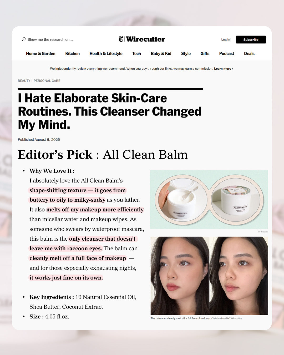 All Clean Balm 120ml / 4.05 fl.oz – Top-Rated Vegan Makeup Remover for Sensitive Skin